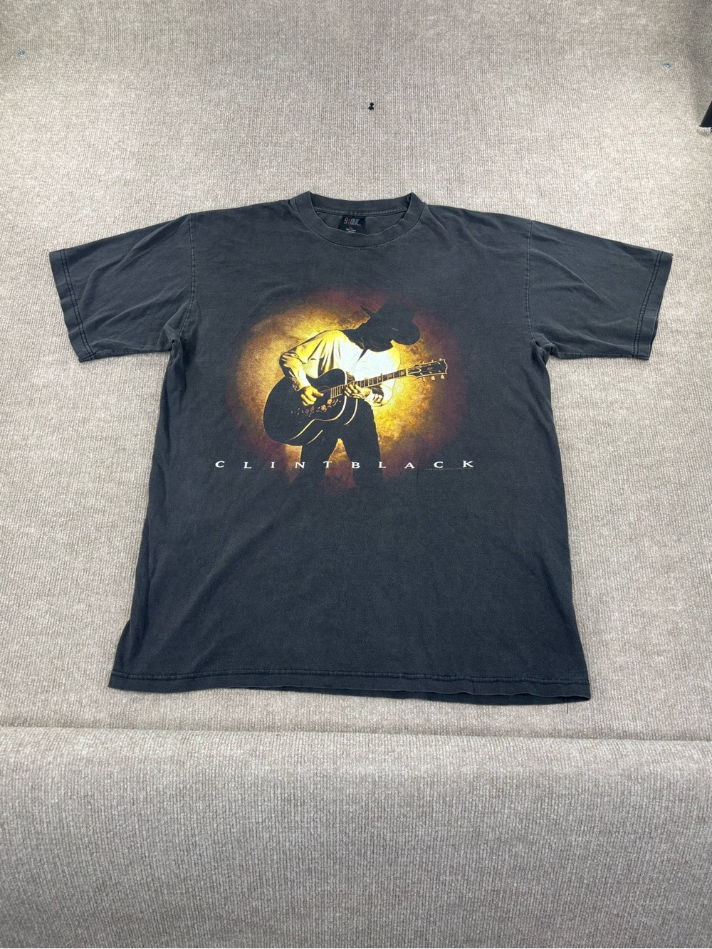 Vintage Clint Black Shirt Mens XL Black World Tour Graphic Giant Tee 1995